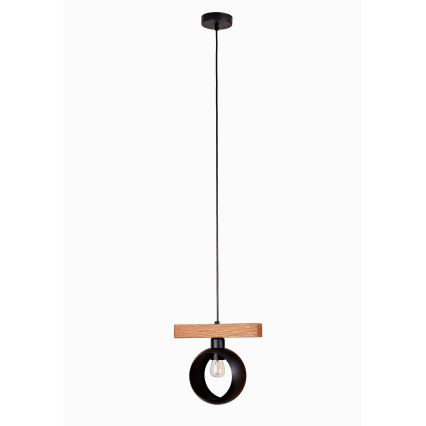 Duolla - Lustre pendente em cabo IRONLINE 1xE27/15W/230V pinho carvalho/preto