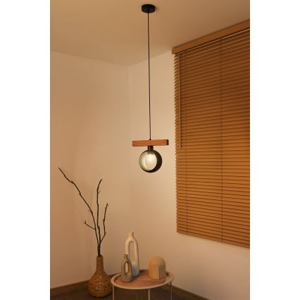 Duolla - Lustre pendente em cabo IRONLINE 1xE27/15W/230V pinho carvalho/preto