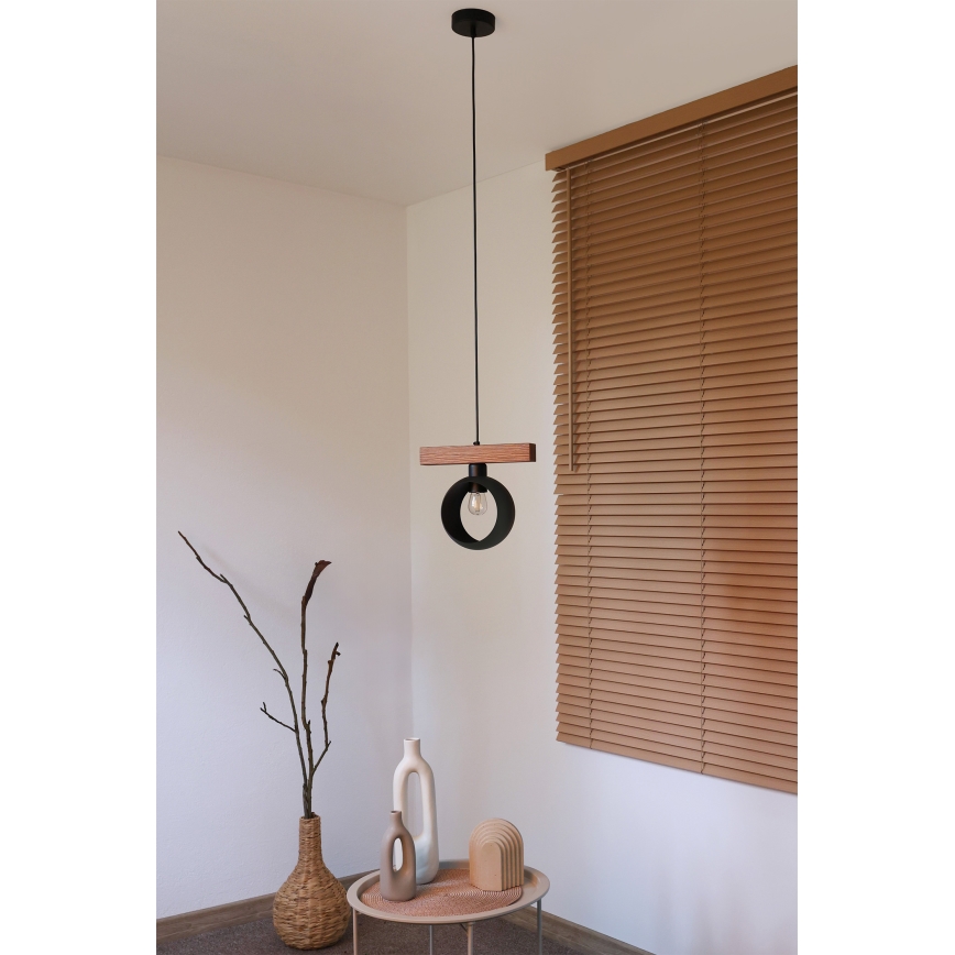 Duolla - Lustre pendente em cabo IRONLINE 1xE27/15W/230V pinho carvalho/preto