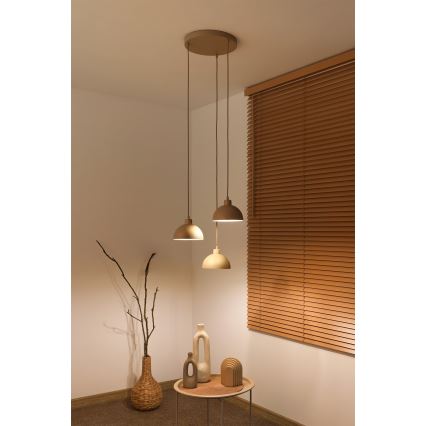 Duolla - Lustre pendente em cabo IRONLINE 3xE27/15W/230V bege