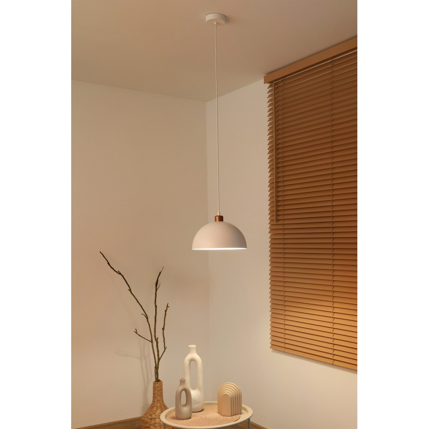 Duolla - Lustre suspenso em cabo IRONLINE 1xE27/15W/230V Ø 27 cm branco/cobre