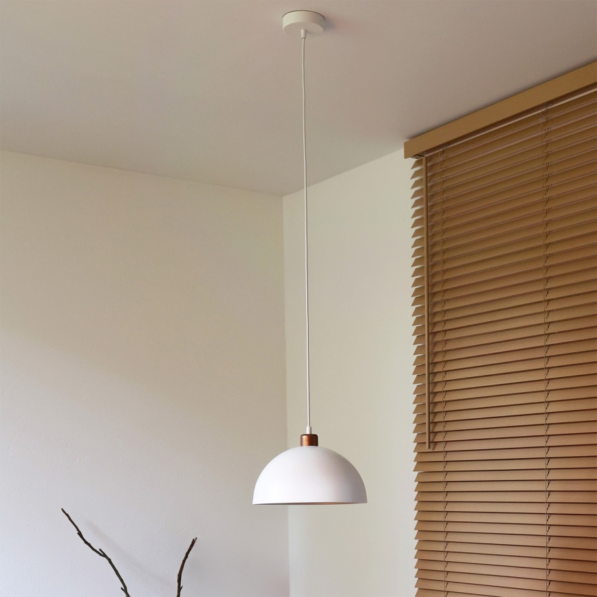 Duolla - Lustre suspenso em cabo IRONLINE 1xE27/15W/230V Ø 27 cm branco/cobre