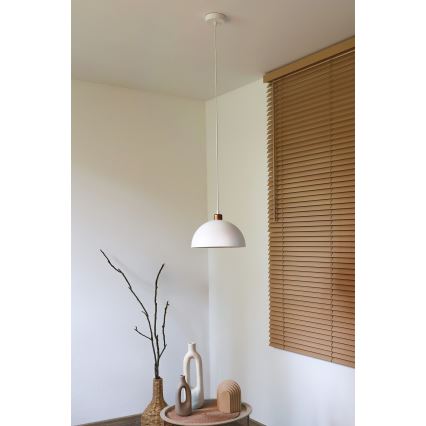 Duolla - Lustre suspenso em cabo IRONLINE 1xE27/15W/230V Ø 27 cm branco/cobre
