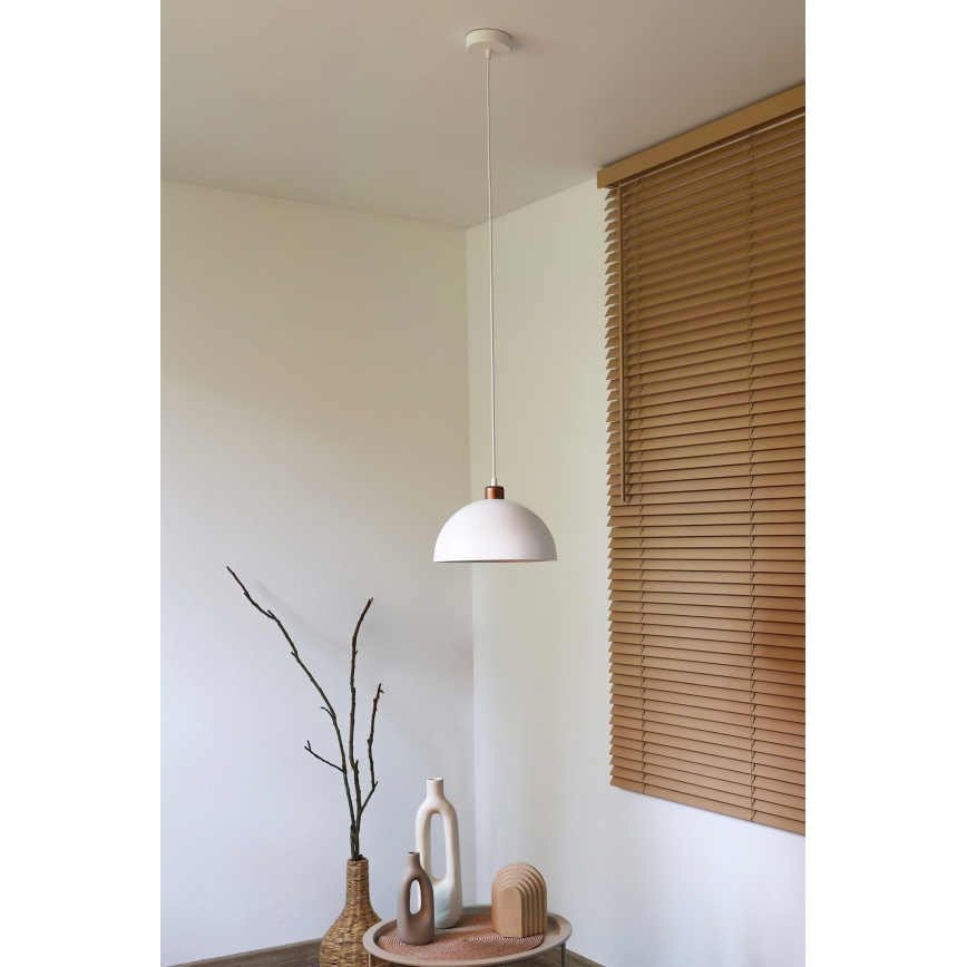 Duolla - Lustre suspenso em cabo IRONLINE 1xE27/15W/230V Ø 27 cm branco/cobre