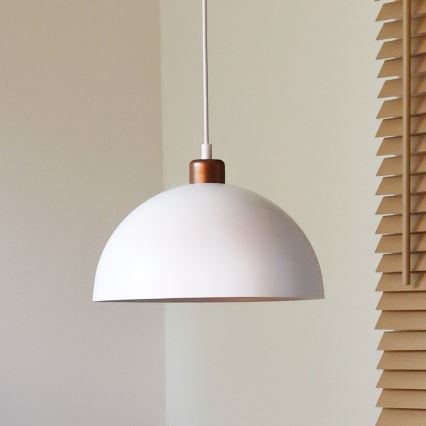 Duolla - Lustre suspenso em cabo IRONLINE 1xE27/15W/230V Ø 27 cm branco/cobre