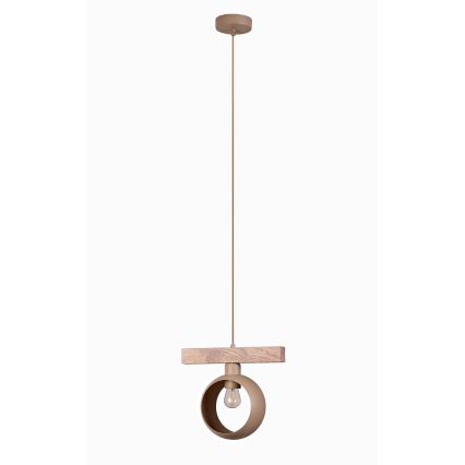 Duolla - Lustre suspenso por cabo IRONLINE 1xE27/15W/230V pinho/carvalho/bege