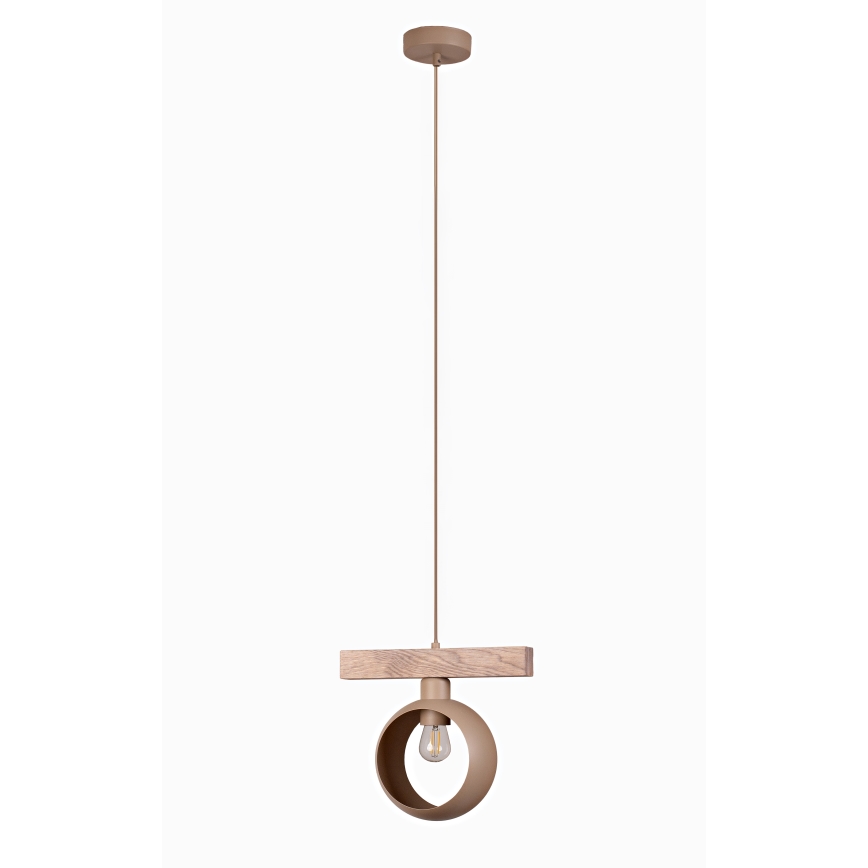 Duolla - Lustre suspenso por cabo IRONLINE 1xE27/15W/230V pinho/carvalho/bege