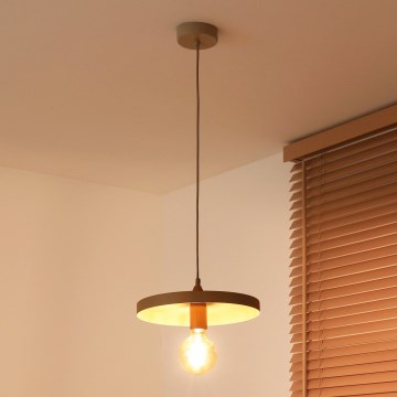 Duolla - Pendente suspenso por cabo IRONLINE 1xE27/15W/230V Ø 30 cm bege/cobre
