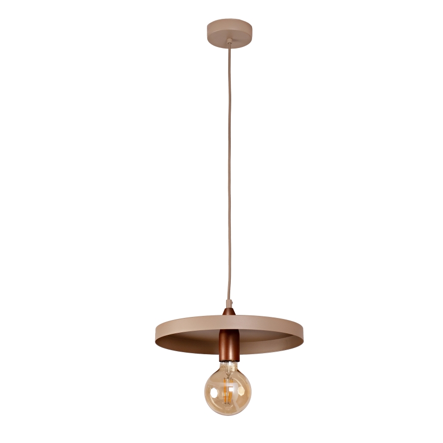 Duolla - Pendente suspenso por cabo IRONLINE 1xE27/15W/230V Ø 30 cm bege/cobre