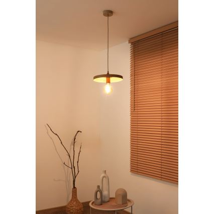 Duolla - Pendente suspenso por cabo IRONLINE 1xE27/15W/230V Ø 30 cm bege/cobre