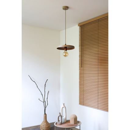 Duolla - Pendente suspenso por cabo IRONLINE 1xE27/15W/230V Ø 30 cm bege/cobre