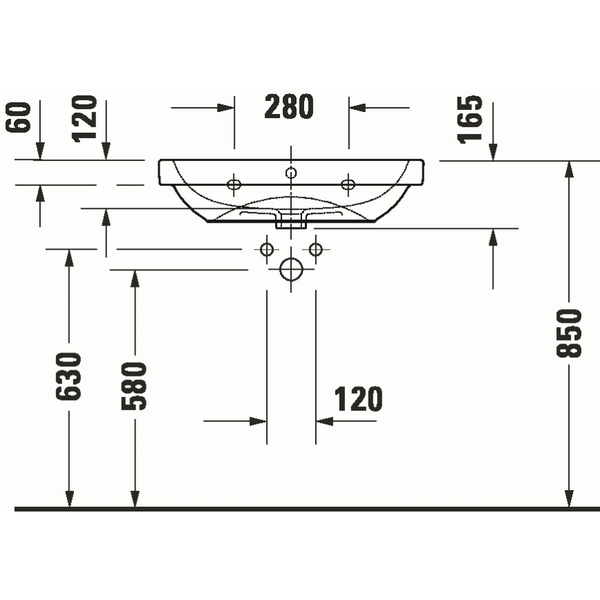 Duravit 23986500002 - Lavatório suspenso D-CODE 65x46 cm cerâmica/branco brilhante