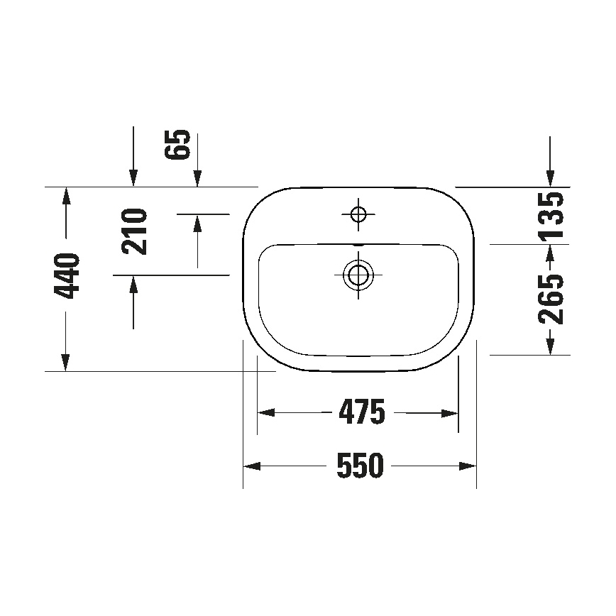 Duravit 24025500002 - Lavatório suspenso D-CODE 55x44 cm cerâmica/branco brilhante
