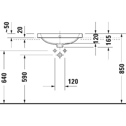 Duravit 24025500002 - Lavatório suspenso D-CODE 55x44 cm cerâmica/branco brilhante