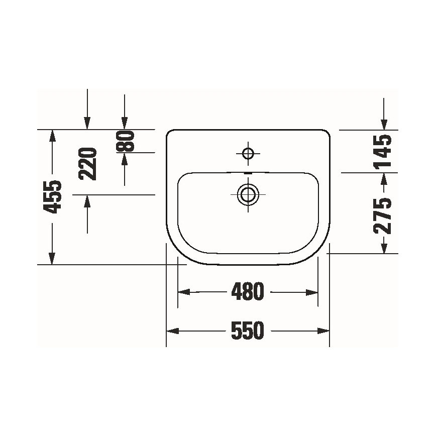Duravit 24035500002 - Lavatório de encastrar D-CODE 55x45,5 cm cerâmica/branco brilhante