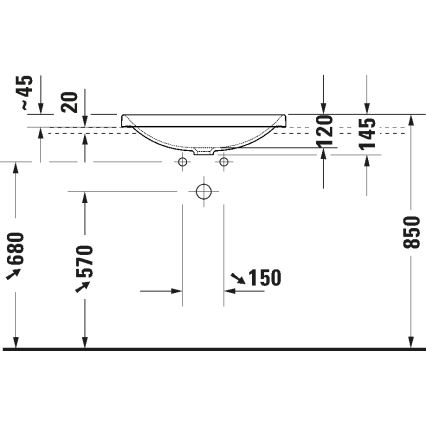 Duravit 358600079 - Lavatório de encastrar D-NEO 60 x 44 cm cerâmica/branco brilhante