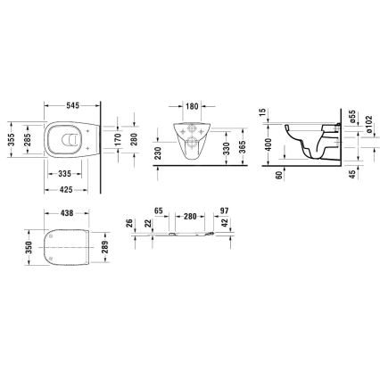 Duravit 45350900A1 - Sanita suspensa com assento SoftClose D-CODE cerâmica/branco brilhante