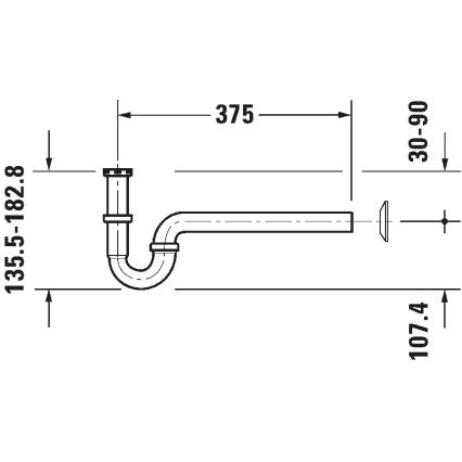 Duravit 50260000 - Sifão para lavatório UNIVERSAL, cromado brilhante