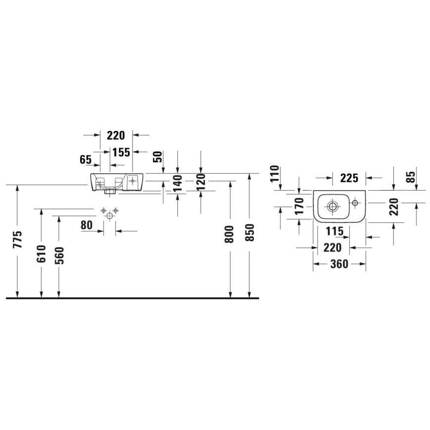 Duravit 7453600412 - Lavatório suspenso D-NEO 36x22 cm cerâmica/branco brilhante