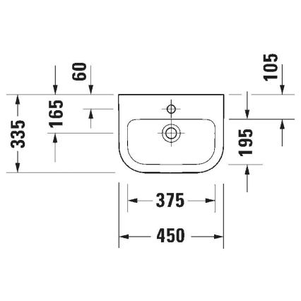 Duravit 7484500002 - Lavatório suspenso D-CODE 45x33,5 cm cerâmica/branco brilhante