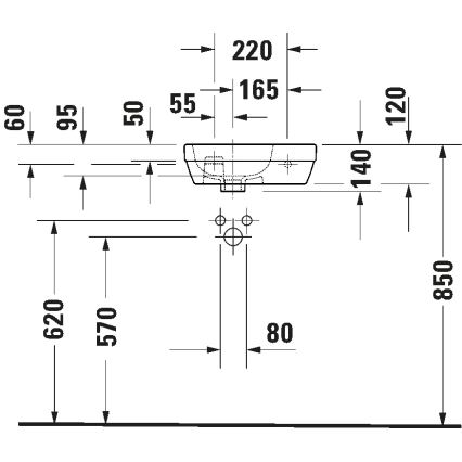 Duravit 7494000412 - Lavatório suspenso D-CODE 40 x 22 cm, em cerâmica, acabamento branco brilhante