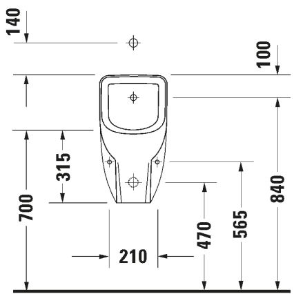 Duravit 828300000 - Pisoár sem aro D-CODE, entrada superior, saída traseira, cerâmica/branco brilhante