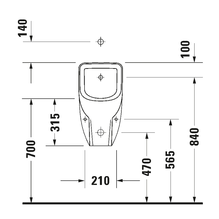 Duravit 828300000 - Pisoár sem aro D-CODE, entrada superior, saída traseira, cerâmica/branco brilhante