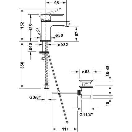 Duravit DC1013001046 - Misturador para lavatório + válvula de escoamento D-CODE preto mate