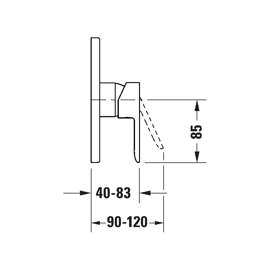 Duravit DC4210010046 - Misturador de duche para instalação encastrada D-CODE preto mate