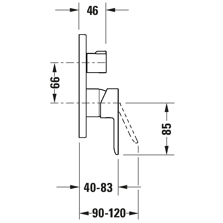 Duravit DC5210012046 - Misturadora de banheira para instalação encastrada D-CODE preto mate