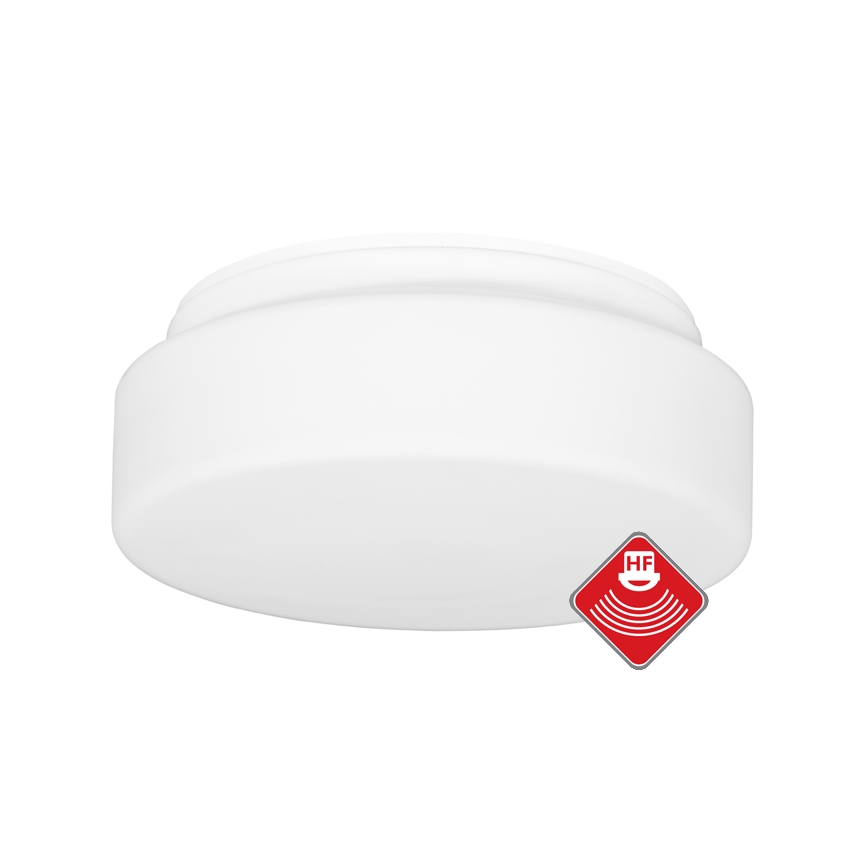 Iluminação de teto exterior com sensor HECTOR 1xE27/60W/230V diâmetro 25 cm IP44 opaco branco