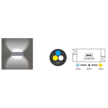 Iluminação de parede exterior LED BRICK 2xLED/6W/230V 3000/4000/6500K IP65 preto
