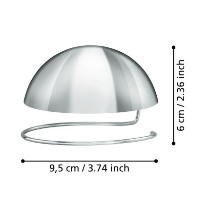 Eglo 11907 - Tampa esférica decorativa para lâmpada G95 cromado brilhante