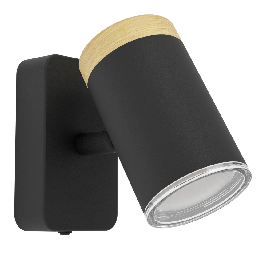 Eglo - Aplique de parede direcionável para casa de banho 1xGU10/3W/230V IP44 preto/bege