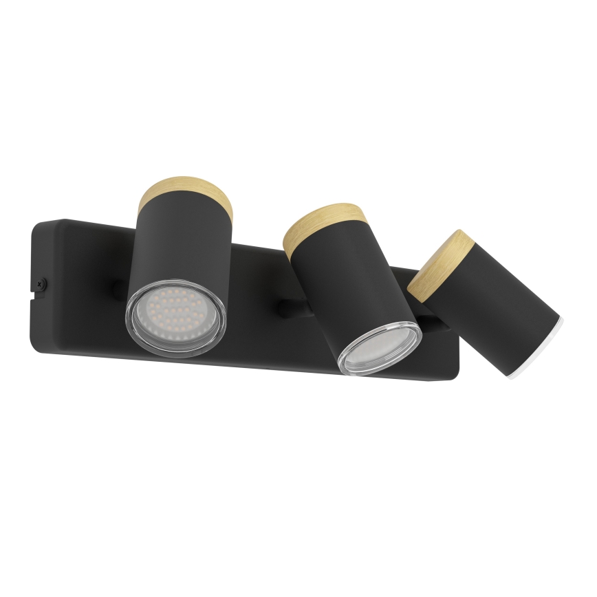 Eglo - Candeeiro de focos para casa de banho 3xGU10/3W/230V IP44 preto/bege