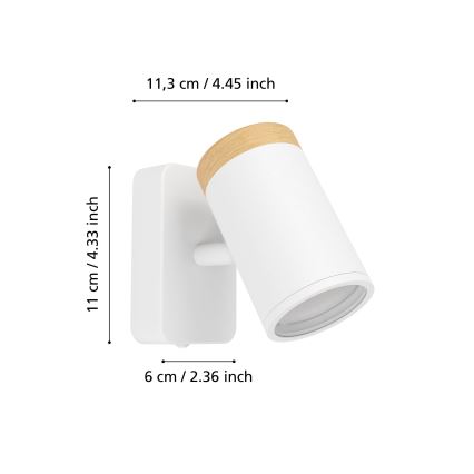 Eglo - Spot de parede para casa de banho 1xGU10/3W/230V IP44 branco/bege