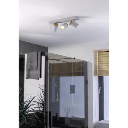 Eglo - Candeeiro de focos para casa de banho 3xGU10/3W/230V IP44 branco/bege