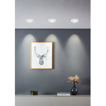 Eglo - Conjunto de 5 luminárias LED de embutir LED/4,9W/230V 2700/4000/6500K Ø 9 cm brancas