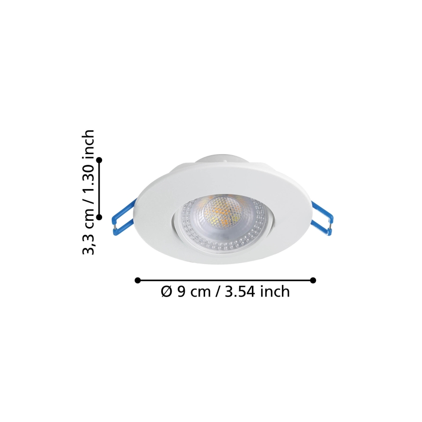 Eglo - Conjunto 7x LED, luminária encastrável LED/4,9W/230V 2700/4000/6500K Ø 9 cm branca
