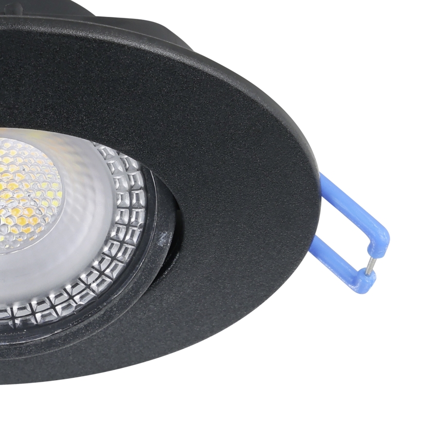 Eglo - Conjunto de 7 focos de embutir LED, 4,9 W, 230 V, 2700/4000/6500 K, Ø 9 cm, preto