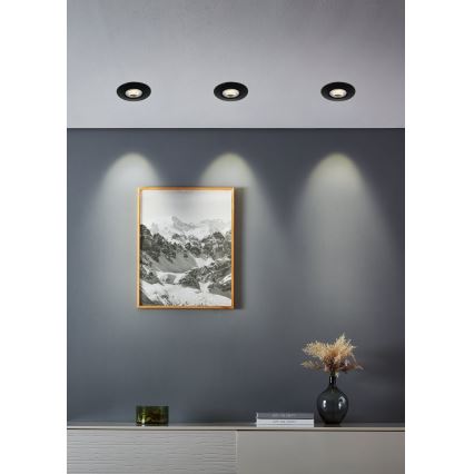 Eglo - Kit de 10 luminárias LED embutidas, 4,9 W, 230 V, 2700/4000/6500 K, Ø 9 cm, preto