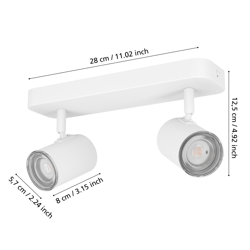 Eglo - Spot para casa de banho 2xGU10/5W/230V IP44 branco