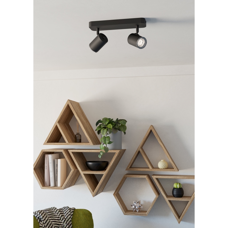 Eglo - Foco para casa de banho 2x GU10/5W/230V IP44 preto