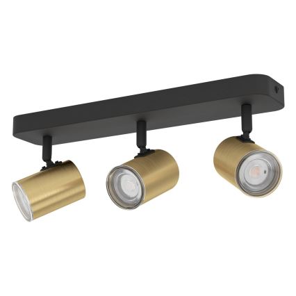 Eglo - Candeeiro de focos para casa de banho 3xGU10/5W/230V IP44 preto/dourado