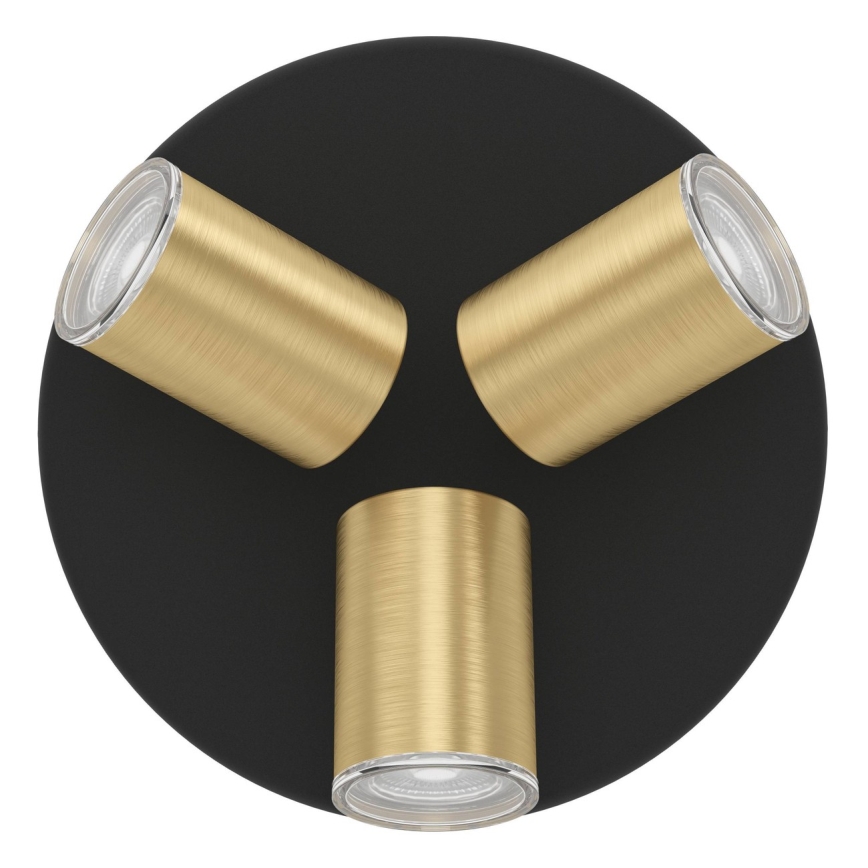 Eglo - Candeeiro de focos para casa de banho 3xGU10/5W/230V Ø 25 cm IP44 preto/dourado