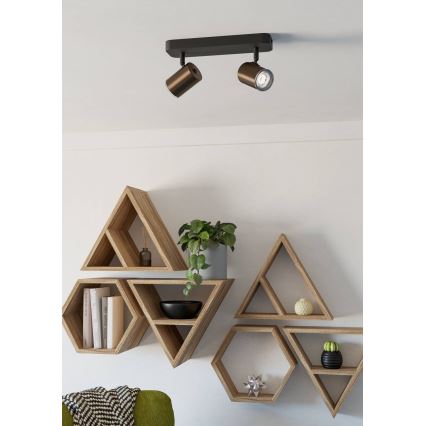 Eglo - Spot para casa de banho 2xGU10/5W/230V IP44 preto/castanho
