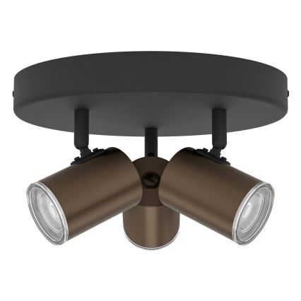 Eglo - Foco para casa de banho 3xGU10/5W/230V pr. 25 cm IP44 preto/castanho