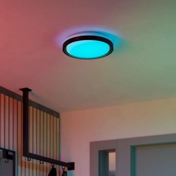 Eglo 300684 - LED RGBW luminária de teto dimerizável MALERAMARA-Z LED/14W/230V 2700-6500K diâmetro 35,7 cm preto/dourado + controlo remoto