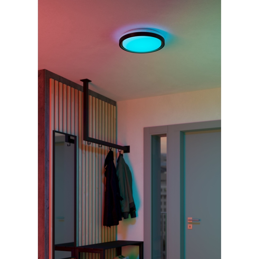 Eglo 300684 - LED RGBW luminária de teto dimerizável MALERAMARA-Z LED/14W/230V 2700-6500K diâmetro 35,7 cm preto/dourado + controlo remoto