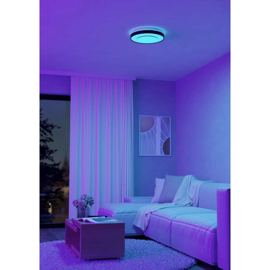 Eglo 300688 - Luminária de teto dimerizável LED RGBW MONTERIGGIONI-Z LED/18,5W/230V 2700-6500K diâmetro 38,4 cm preta + comando remoto